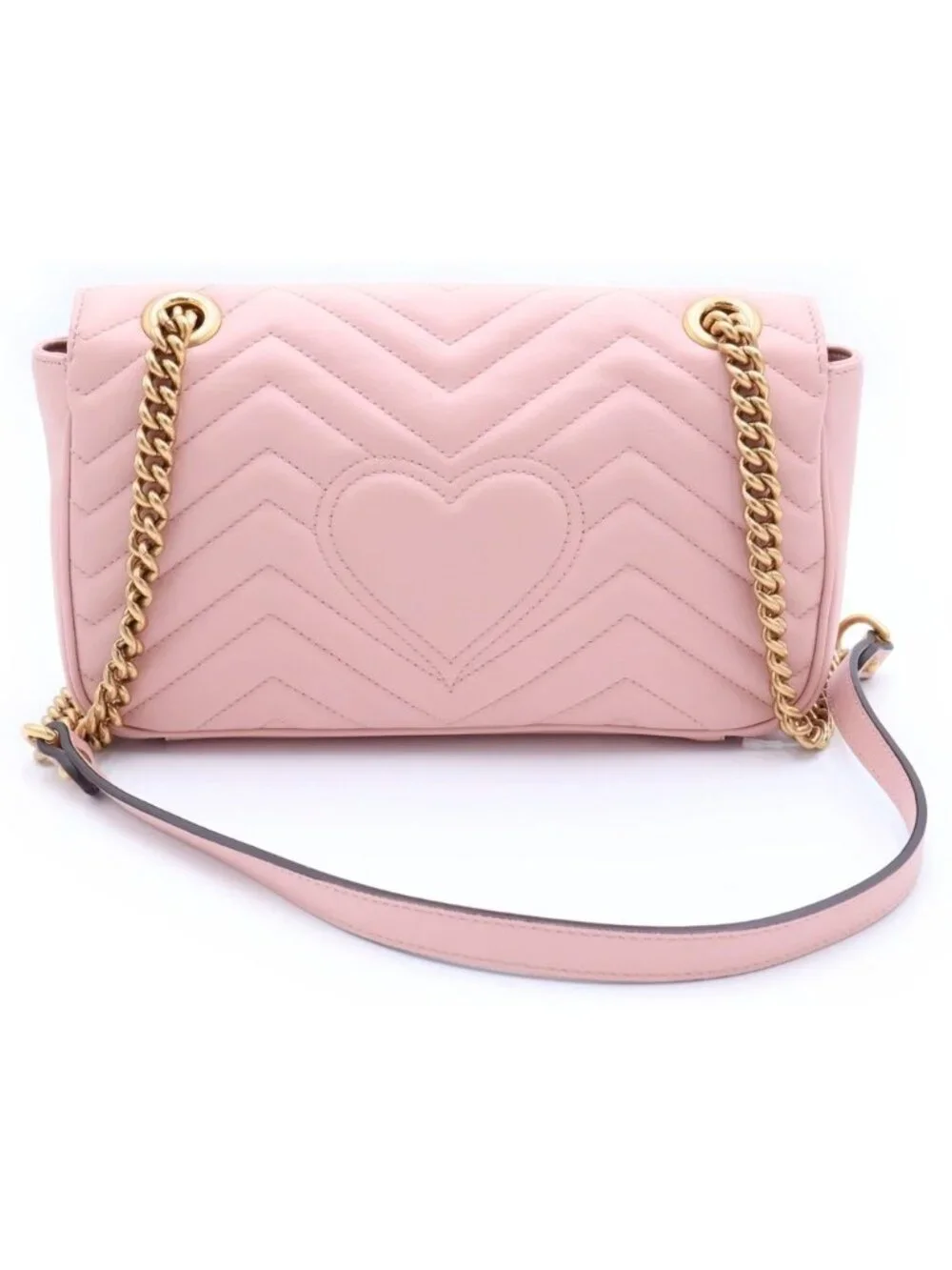 Gucci GG Marmont Chain Shoulder Bag Baby Pink Leather Gold - Picture 2 of 7